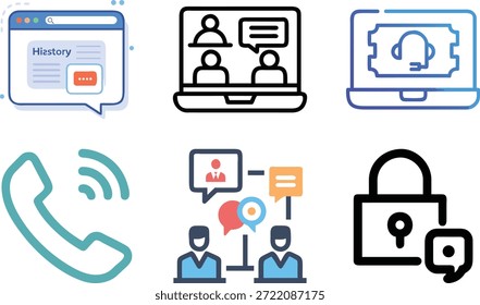 Modern Communication Icons Set for Messaging, Chat, Email, Social Media, Customer Support and Digital Interaction Design