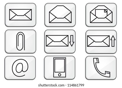 Modern communication mail icons buttons