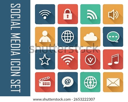Modern Communication and Network Icons Bundle for Web and App vector, Collection of popular social media logo. Social media icons. Realistic set.