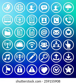 Modern Communication and Online Networking on Blue Round Buttons