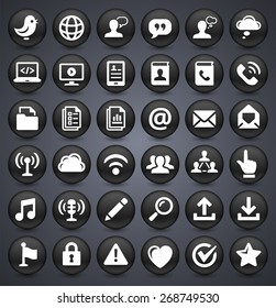 Modern Communication and Online Networking on Black Round Buttons