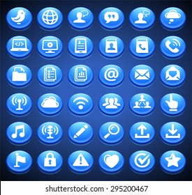 Modern Communication and Online Networking on Blue Round Buttons