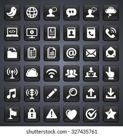 Modern Communication and Online Networking on Black Square Buttons