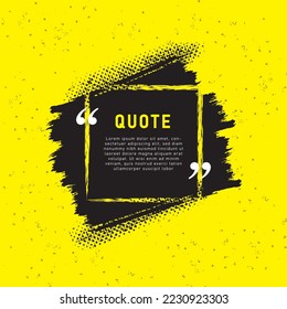 Modern communication quote frame on yellow with abstract black brush stroke