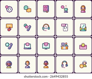 Modern communication and support icon pack, vibrant and user friendly design