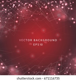 Modern communication technology background internet network. Molecule of DNA. Red background. vector illustration
