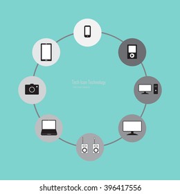 Modern communication technology circle  style options banner. Vector illustration. diagram, web design, 