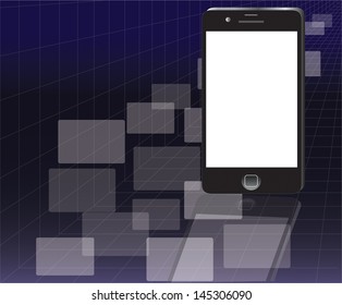 Modern communication technology illustration with mobile phone