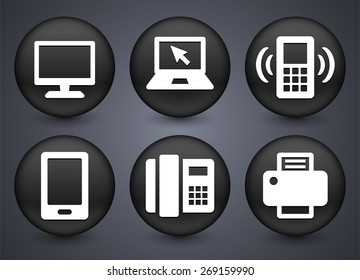 Modern Communication Technology on Black Round Buttons