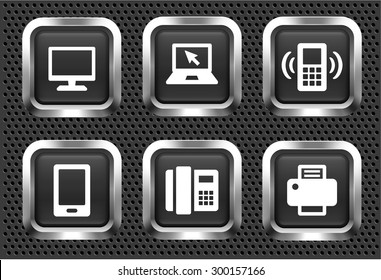 Modern Communication Technology on Black Square Buttons