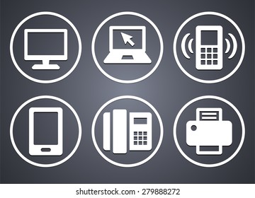 Modern Communication Technology on Grey Round Buttons