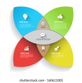 Modern communication technology  options banner with icons long shadows. Vector illustration. can be used for workflow layout, diagram, number options, step up options, web design, infographics. 