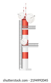Modern communication tower construction for tv radio network or gsm technology vector illustration isolated on white background