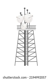 Modern communication tower construction for tv radio network or gsm technology vector illustration isolated on white background