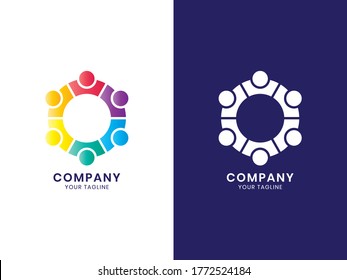 Modern Community Hexagon logo. For personal or business. Colorful gradient concept. This logo is good for group, organization, friendship, or any industry. Modern, elegant, simple. Vector Illustration