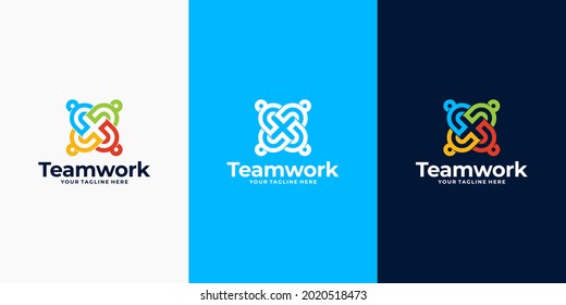 modern community logo, teamwork logo design inspiration