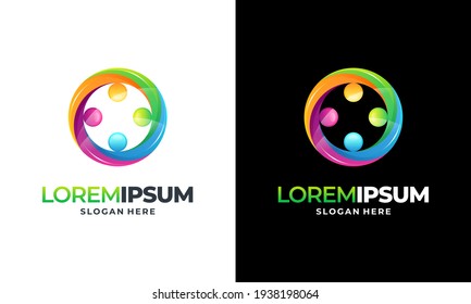 Modern community logo template designs vector illustration, Caring logo template designs, World Care logo symbol