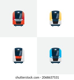 Modern commuter train. Front view. Vector icon