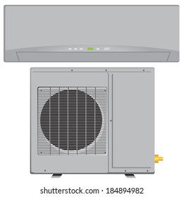 Modern compact air conditioner for office and residential space. Vector illustration.