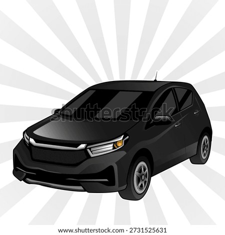 Modern Compact City Car Vector Illustration in Flat Design Style
