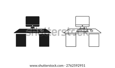 Modern Compact Desk Setups for Home Office Vector