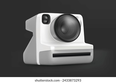 Modern compact digital instant camera. 3d vector illustration