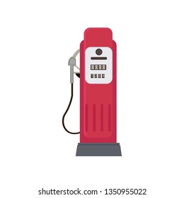Modern compact red petrol dispenser isolated on white background