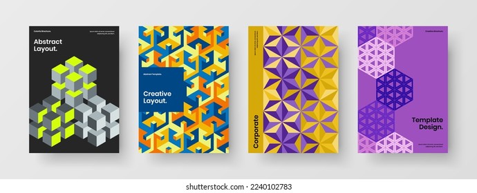 Modern company brochure design vector concept composition. Original mosaic shapes corporate identity illustration collection.