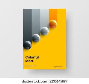 Modern company brochure vector design concept. Unique 3D spheres postcard template.