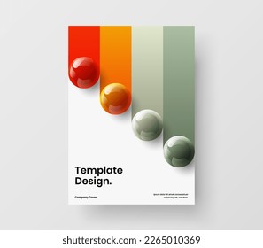 Modern company brochure vector design template. Premium 3D spheres postcard layout.