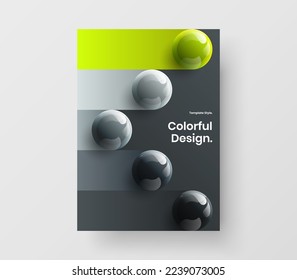 Modern company cover A4 vector design concept. Premium realistic balls handbill layout.
