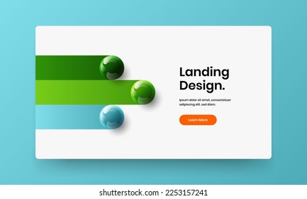 Modern company cover design vector concept. Colorful 3D spheres handbill illustration.