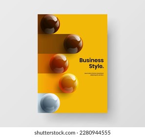 Modern company cover vector design concept. Multicolored 3D balls poster layout.