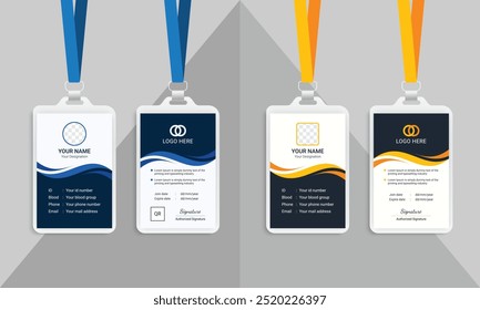 Pacote de design de cartão de identificação de funcionário da empresa moderna | modelo do cartão de identidade dos funcionários do escritório.