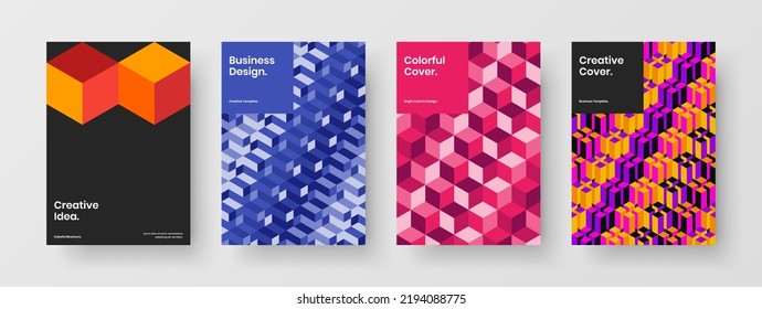 Modern company identity design vector illustration composition. Original geometric shapes handbill template collection.