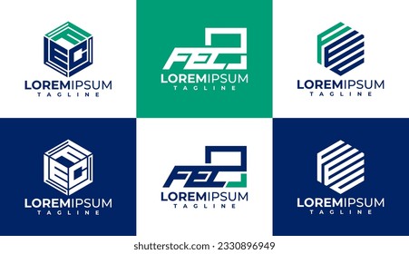 Modern company letter F E C FEC logo design. Line initial FEC logo branding.