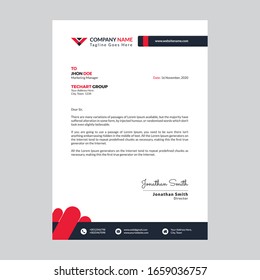 Modern Company Letterhead Design Template With Red Shapes