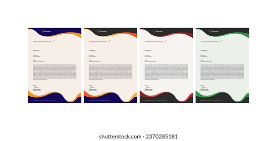 Modern company letterhead design template with yellow, blue, green and red wave motifs. creative modern design template for your project. letterhead, letterhead, business letterhead design.