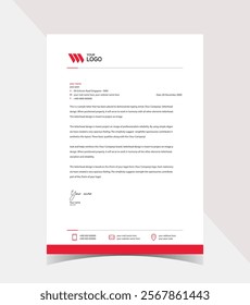 Modern company letterhead with red details