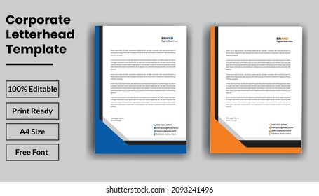 Modern company letterhead Template Design.Simple minimalist letterhead.elegant orange letterhead template design.business templates for your project.clean design and Vector illustration A4 cover.