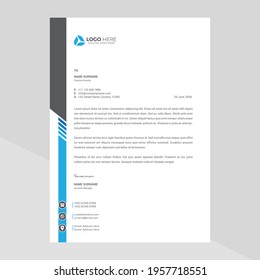 Modern company letterhead template for your project. Business style letterhead design.