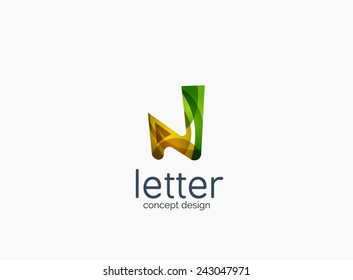 Modern company logo, clean glossy design. Abstract shape made of color overlapping wave pieces