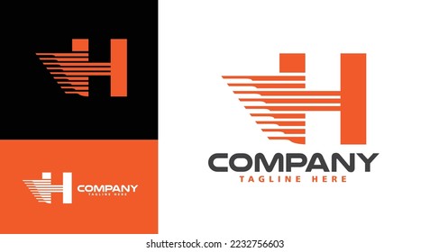 Modern company logo letter H Express for logistics, delivery, travel, shuttle, travel etc. 