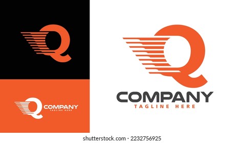 Modern company logo letter Q Express for logistics, delivery, travel, shuttle, travel etc. 