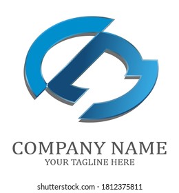 Modern company logo. The vector object is shaped like an oval on a light background.