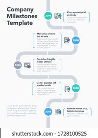 Plantilla de calendario de hitos de la empresa moderna. Fácil de usar para su sitio web o presentación.