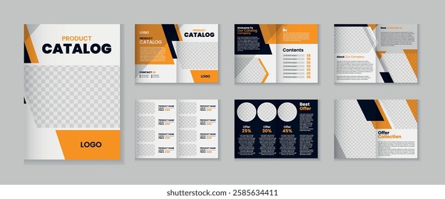 Modern company product catalogue design template, clean furniture catalog brochure design