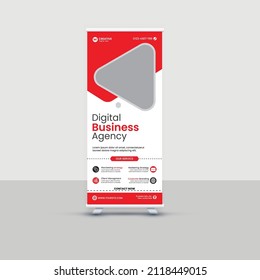 Modern company rollup standee banner Red 