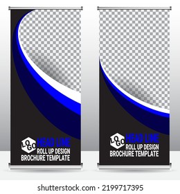 Modern company rollup standee banner, Vertical banner stand template design