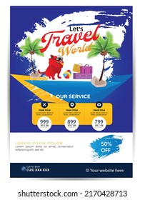 Modern company tours travel flyer design. Summer Holiday Tourism Brochure Template. Flyer Design Set with Beach View. tourism color a4 print ready tour flyer, Holiday Poster. World Adventure template